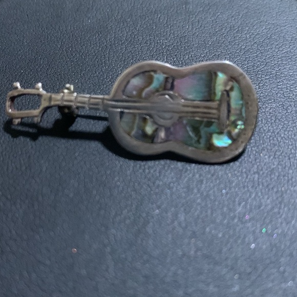 Vintage Abalone Guitar Brooch - Picture 2 of 5